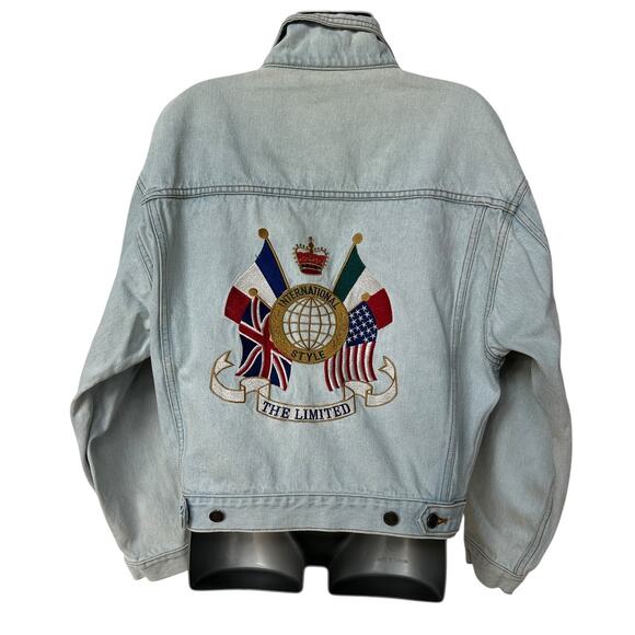 Vintage The Limited Jean Jacket International Embroidered Trucker Women's Large - Picture 2 of 11